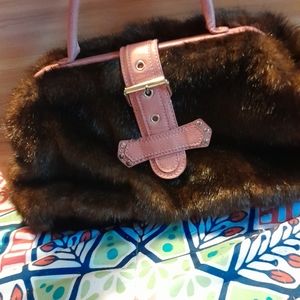 Sondra Roberts Luxury Vintage Purse - Luxe Faux Fur & Pink Vegan Leather…